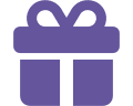 A purple gift box with green background