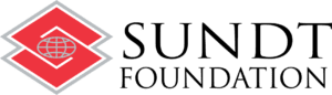 Logo of sundt foundation featuring a red diamond with a globe inside